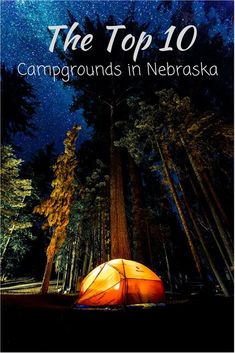 the best trekking and camping trips around the world cover image with tent in forest at night