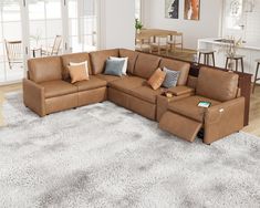 a large sectional couch in a living room