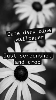 black and white flowers with the words cute dark blue wallpaper just screenshot and crop