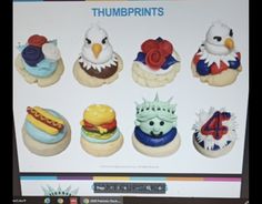 there are many cupcakes in the shape of animals and birds on this computer screen