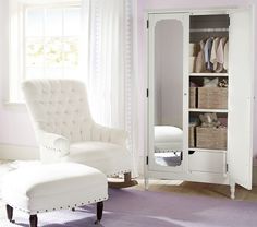 Juliette Armoire Curved Molding, Extra Wide Dresser, Glamorous Furniture, Mirrored Doors, Tidy Room, Loft Ideas, French Country Bedrooms