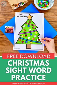 a christmas tree sight word practice activity for kids