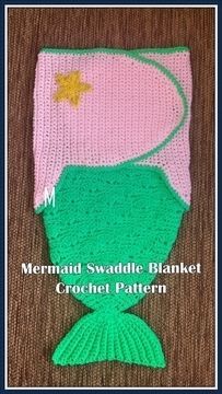 Pattern fits infants from 0 to 12 months.  Cute little Mermaid design is written as a step-by step guide with many pictures and illustrations to help you along the way. Change the colors – make it your own. Swaddling is snugly wrapping a baby in a blanke Swaddle Blanket Pattern, Baby Swaddle Pattern, Crochet Swaddle, Mermaid Ideas, Trendy Baby Blankets, Crocheted Blankets, Baby Blanket Size, Mermaid Tail Blanket, Crochet For Beginners Blanket