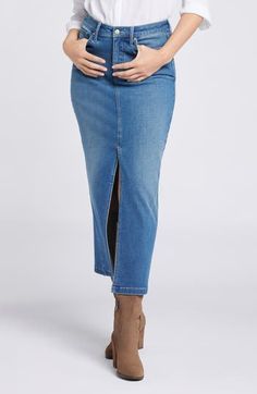 This season-staple maxi skirt is crafted in a light wash from stretch denim with Lift Tuck® Technology smoothes and supports in front and lifts in back. 48 1/2" length (size 8) 67% cotton, 2% elastane, 31% polyester Unlined Machine wash, line dry Imported Fitted Denim Maxi Skirt In Medium Wash, Fitted Full Length Maxi Skirt In Medium Wash, Fitted Medium Wash Maxi Skirt For Spring, Medium Wash Denim Maxi Skirt, Medium Wash Denim Maxi Skirt Straight Leg, Medium Wash Straight Leg Denim Maxi Skirt, Light Wash Denim Long Skirt, Denim Maxi, Denim Maxi Skirt