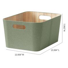 Our Sage and Wood Print Storage adds a modern touch to any space. The two-tone colorway combines a natural wood interior with a sage green polyester fabric finish, which helps to warm and ground a room. Featuring conveniently integrated handles, this wonderful storage bin is freely moveable. The beautifully curved wooden can is perfect for any powder room, bathroom, office, or study, and transforms a basic household product into an eye-catching piece of decor. | Sage & Wood Grain Print Storage B Natural Wood Interior, Powder Room Bathroom, Led Candle Decor, Hardware Storage, Coffee Wall Decor, Cross Wall Decor, Religious Wall Decor, Bathroom Rugs And Mats, Integrated Handles