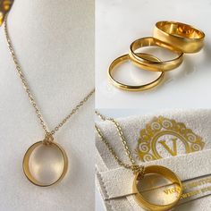 Gold Band Ring Necklace, Simple Gold Ring, Wedding Engagement Ring, Gift For Her, Gold Stackable Rings, Gold Ring, Band Ring, Necklace Ring. 💫Tarnish-Free 18K Gold Plated Stainless Steel Bang Necklace-Ring -  Available in 2mm, 4mm, and 6mm Widths,                                                                  Weight; 1.5-4g. + Chain: 16" +2" (40.5 cm.+5 cm.) 💟 Premium Material: Made from high-quality stainless steel, ensuring durability and long-lasting wear. 💟 18K Gold Plating: Luxurious 18K gold plating provides a stunning, lustrous finish. 💟 Tarnish-Free: Specially treated to resist tarnishing, maintaining its shine and beauty over time. 💟 Versatile Widths: Choose from 2mm, 4mm, and 6mm widths to suit your personal style or stack them for a unique look. 💟 Hypoallergenic: Safe fo Gold Minimalist Jewelry For Marriage, Minimalist Gold Jewelry For Marriage, Simple Gold Ring Wedding, Stackable Rings Gold, Gold Stackable Rings, Simple Gold Ring, Gold Ring Band, Gold Ring Wedding, Gold Rings Simple