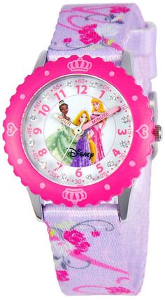 Feel like royalty in this Disney princesses watch, With a glittering strap, the dial flaunts glitzy accents. Disney Watch, Kid's Glitz Princess Time Teacher Purple Printed Nylon Strap  Disney Accessories| Cute Disney Accessories|Disney Jewellery #disney #disneyworld #disneyland #disneyprincess  #disneykids Disney Time, Baby Pony, Childrens Watches, Jewelry Television, Disney Jewelry, Disney Kids, Jewelry Images, Disney Wedding