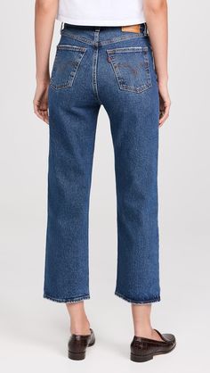 Levi's Ribcage Straight Ankle Jeans | Shopbop Everyday Fitted Flare Jeans With Pockets, Fitted Flare Jeans With Pockets For Everyday, Fitted Dark Wash Flare Jeans With Patch Pockets, Fall Jeans With Patch Pockets And Straight Hem, Mid-rise Jeans With Seam Detailing For Fall, Fall Mid-rise Jeans With Seam Detailing, Levi's Mid-rise Jeans With Button Closure, Stretch Straight Leg Jeans With Patch Pockets, Workwear Flare Jeans With Welt Pockets