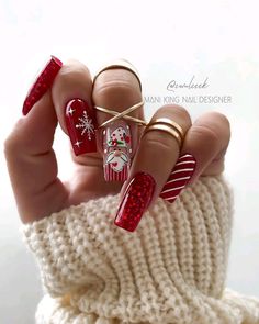 Santa Nails, Festive Nail Designs, Holiday Nails Winter, Cute Christmas Nails, Nail Designs Valentines, Red Nail Designs