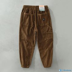 OrcaJump - Thickened Corduroy Pants: Casual and Wide-Legged Trousers Brown Winter Bottoms With Pockets, Winter Brown Bottoms With Pockets, Casual Winter Bottoms With Pockets, Fall Corduroy Pants With Hip Pockets, Fall Corduroy Bottoms With Pockets, Full-length Corduroy Bottoms With Pockets, Corduroy Full-length Bottoms With Pockets, Corduroy Bottoms With Pockets For Fall, Casual Corduroy Bottoms For Fall