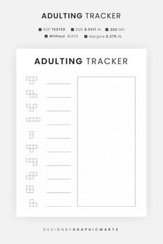 an adulting tracker is shown with the text,'adulting tracker'in black and