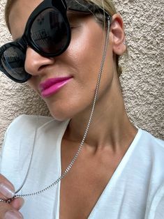 A Silver Sunglasses Chain in a unique elegant design that is made from stainless steel and fits in all glasses designs. You can select between three available lengths. Find it only at Christina CHristio Store. My Sunglasses Chain Collection: https://etsy.me/2W1xaRS MATERIALS  - Chain is made from Stainlees Steel in Silver Color. DIMENSIONS  - You can choose in three different dimensions for your glasses. - 60 CM - 23.6 Inches - 70 CM - 27.5 Inches - 80 CM - 31.4 Inches PROTECTION - Protect them Glasses Chains, Sunglasses Chain, Silver Sunglasses, Glass Holder, Star Shoes, Chain Silver, Glasses Chain, Eye Wear Glasses, Chains For Men