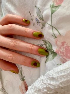 Olive Nails Acrylic, Olives Nails, Olive Nails Design, Green Olive Nails, Olive Nail Art, Green And Red Nails, Olive Nail Designs, Realistic Nails, Nails Olive