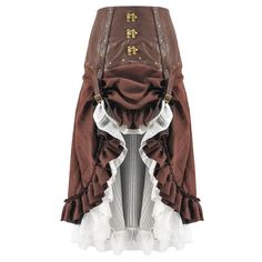 Honor the steampunk style with this skirt! Gender: women Length: Mid-calf Color: brown Material: polyester, cotton, spandex Decoration: ruffles Choose your size with the chart below. If you are between two sizes, take the bigger one. Steampunk Skirts, Moda Steampunk, Hipster Skirt, Steampunk Party, Mode Steampunk, Steampunk Skirt, Style Steampunk, Mid Skirt, Gothic Victorian