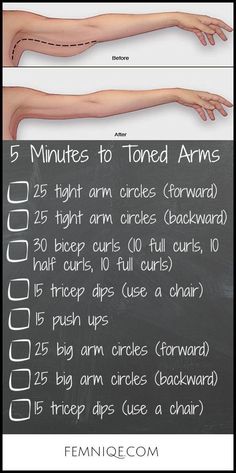 an image of a hand and arm with the text 5 minutes to toned arms