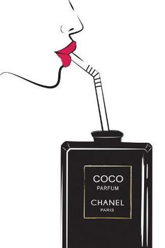 a drawing of a woman's face with the word coco parfum chanel on it