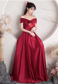 Prom Dress Off Shoulder, Satin Long Prom Dress, Prom Dress A Line, Cheap Evening Gowns, Wedding Evening Gown, Off Shoulder Evening Dress, A Line Evening Dress, Simple Prom Dress, Dress Off Shoulder