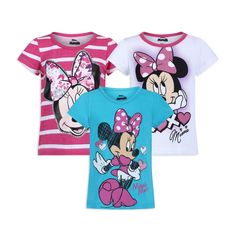 PRICES MAY VARY. Officially licensed Disney Minnie Mouse girls clothes Dress your girl in these tees for toddlers and big girls. Minnie Mouse girls tops, tees, and blouses, and girls clothes Contains one Minnie Mouse print pink striped tee, one Minnie print white t-shirt, and one Minnie print blue tee or one Minnie allover print pink t-shirt, one Minnie Cute Like Me print yellow short sleeve tee, and one Minnie polka dot print white tee Perfect as 2T girls clothes, 3T girls clothes, size 4 girls Disney Minnie Mouse Pink T-shirt, Pink Minnie Mouse T-shirt For Disney Fan Events, Disney Pink Minnie Mouse T-shirt, Pink Cotton Mickey Mouse T-shirt, Pink Mickey Mouse Cotton T-shirt, Cute Pink Minnie Mouse T-shirt, Fun Pink Minnie Mouse Top, Pink Mickey Mouse T-shirt For Disney Events, Pink Minnie Mouse Crew Neck T-shirt