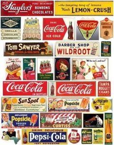 a collage of vintage soda advertising from the 1950's