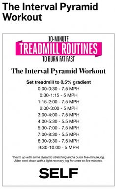 the manual for treadmill routine is shown in pink and black, with instructions on how to