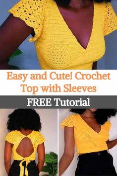 an easy crochet top with sleeves that are free to use and can be worn in