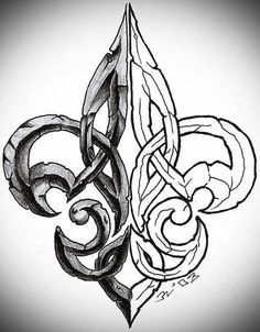 a black and white photo of a tattoo design