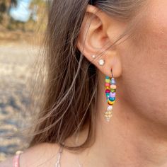 Everyday Rainbow Jewelry For Summer, Summer Everyday Rainbow Jewelry, Everyday Summer Rainbow Jewelry, Rainbow Dangle Earrings For Summer, Multicolor Dangling Beads Jewelry For Vacation, Summer Rainbow Jewelry With Dangling Beads, Nickel-free Multicolor Jewelry For The Beach, Nickel-free Multicolor Jewelry For Beach, Summer Hypoallergenic Multicolor Jewelry