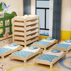 children's bedroom with bunk beds and toys