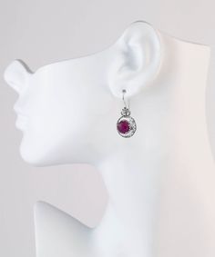 Sterling Silver Filigree Art Ruby Corundum Gemstone Floral Drop Earrings Earrings Length: 1.60 Inches; Width: 0.75 Inches Ruby Corundum is natural, opaque and dyed. It is 10 mm, faceted, round-cut. Oxidized and highly polished. Comes with a free silver polish cloth, velvet pouch and luxurious gift box. Filigree is made of delicate metal strands that have been skillfully fashioned to create an outstanding combination of old and modern art. Originating in Mesopotamia, Anatolia. It is made of delic Elegant Wedding Cluster Earrings With Gemstones, Round Chandelier Earrings Fine Jewelry, Round Chandelier Earrings In Fine Jewelry Style, Elegant Gemstone Chandelier Earrings For Wedding, Elegant Gemstone Teardrop Chandelier Earrings, Oval Gemstone Earrings For Evening, Exquisite Sterling Silver Drop Earrings, Fine Jewelry Gemstone Earrings For Evening, Elegant Gemstone Cluster Drop Earrings