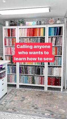 there is a sign that says calling anyone who wants to learn how to sew