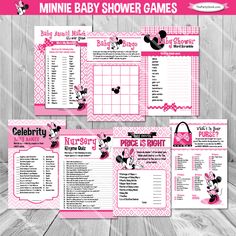 minnie mouse baby shower game with pink accents