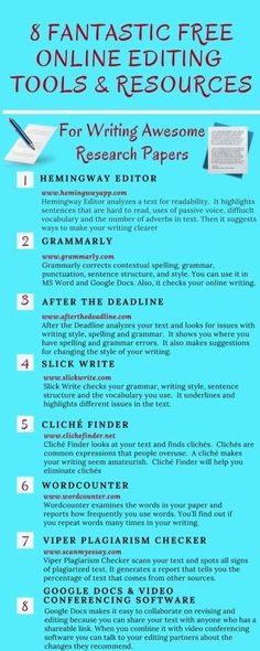 a blue poster with the words fantastic free online writing tools and resources