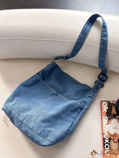 Bird in Bag - Denim Peppy Denim Hobo Bag Trendy Denim Shoulder Bag For School, Trendy Hobo Bag With Pockets, Trendy Denim Shoulder Bag For Daily Use, Casual Denim Blue Tote Shoulder Bag, Casual Denim Shoulder Bag For School, Casual Denim Blue Rectangular Bag, Trendy Denim Blue Denim Bag, Casual Denim School Shoulder Bag, Large Capacity Denim Bag