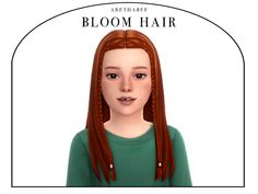 a woman with long red hair is shown in an oval frame and has the words bloom hair on it