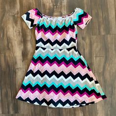 Firm Price. No Offers Never Worn, Perfect Condition Vibrant And Colorful Perfect For Spring/Summer Flattering To The Waist Smoke Free/Pet Free Home Size Small Skater Dress, Charlotte Russe, Pink Blue, Dresser, Multi Color, Spring Summer, Mini Dress, Womens Dresses, Pet