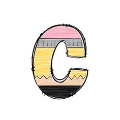 the letter c is made up of colored pencils