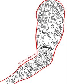 a drawing of a person's foot with the word love written in red on it