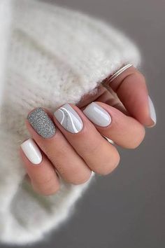 50+ Perfect Short Winter Nails Designs to Elevate Your Holiday Look & Winter Nail Trends Grey Gel Nails, Short Gel Nails, Girly Acrylic Nails, French Tip Acrylic Nails