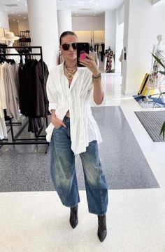 We The Free Good Luck Mid-Rise Barrel Jeans | Free People 2024 Womens Fashion Casual, La Womens Fashion, Leopard Barrel Jeans, Baloon Jeans Styling Women, High End Western Fashion, Styling Barrel Jeans, Free People Barrel Jeans Outfit, Jeans Date Outfit, Barrel Jeans Street Style