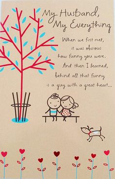 a handmade greeting card with two people sitting on a bench next to a tree