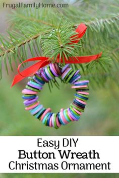 an easy diy button wreath christmas ornament