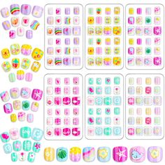 PRICES MAY VARY. Press on Nails for Kids - Audab little girls fake nails kit contains 144 pcs kids stick on nails in assorted sizes and patterns. kids press on nails are a great gift for girls 7-12 on Christmas, New Year’s Day, parties, birthdays and more Lovely Design Kids Fake Nails - our children short false nails are designed with cute patterns featuring special embossing style, printed with red hearts, pink flowers, rainbow, stars, snowflakes, etc., bright colors and lovely styles, suitable Stick On Nails For Kids, Short Stick On Nails, Press On Nails For Kids, Dreamy Nail, Sticker Nails, Lily Nails, Kids Nails, Kids Nail Designs