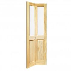 an open wooden door on a white background