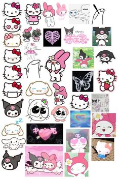 hello kitty stickers are all over the place in this photo, and it looks like they