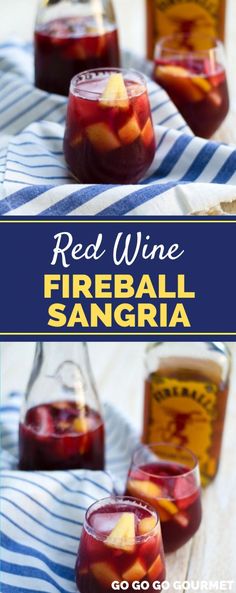 red wine with fireball sangria in glasses