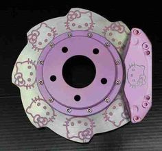 the pink brake cover has hello kitty designs on it