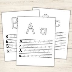 Mockup of A, B and C letter tracing worksheets