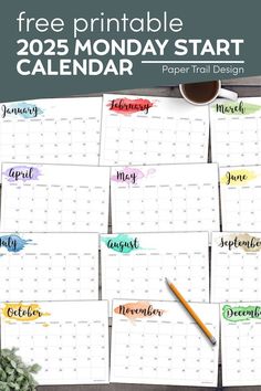 #paper_trail_design, #free_printable_calendar_templates, #watercolor_calendar, #trail_design, #2025_calendar, #printable_planner_pages, #printable_calendar_template, #paper_trail, #free_printable_calendar Calander Printable, Diy Meal Planner, Paper Trail Design, Free Printable Calendar Templates, Monthly Printable, Trail Design, School Coloring Pages, Coloring Calendar, Cute Calendar