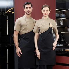 Homens Cinza Chef Casaco Logotipo Manga Curta Chef Jaqueta Avental Para O Verão Cabeça Uniforme Chef Restaurante Cozinha Do Hotel Roupas De Cozinha - Serviço De Buffet - AliExpress Chef Shirts