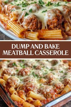 two images showing different types of meatball casserole